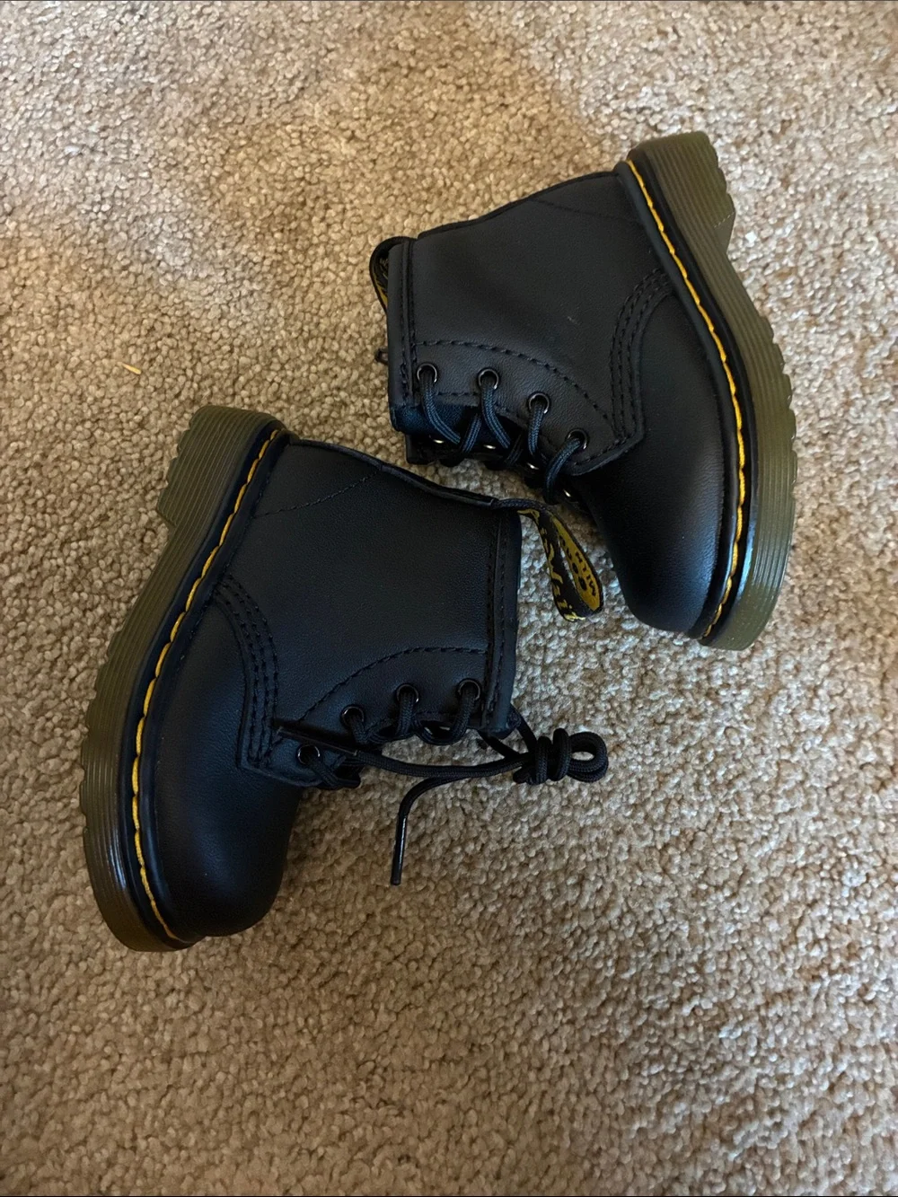 Dr. Martens Infant 1460 Softy T Black Leather Boots Side Zip size 4 NWOT